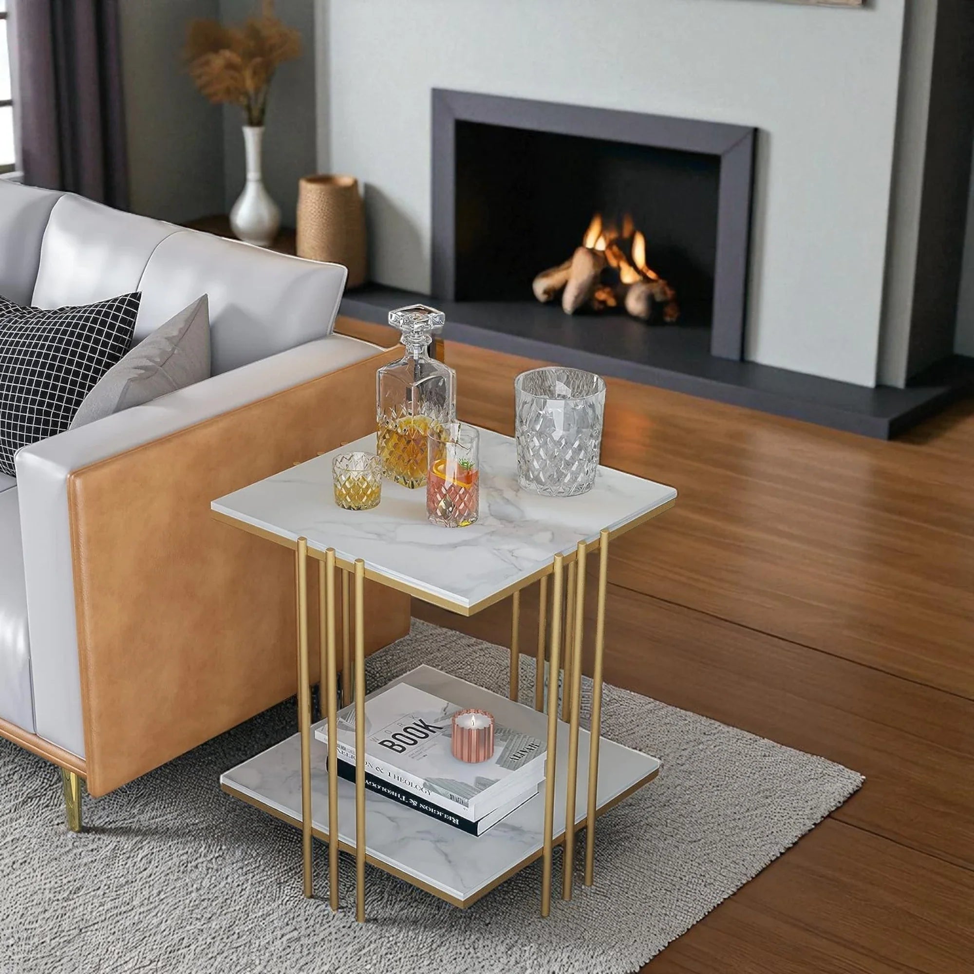 Elegant Thicken Sintered Stone Square Side Table
