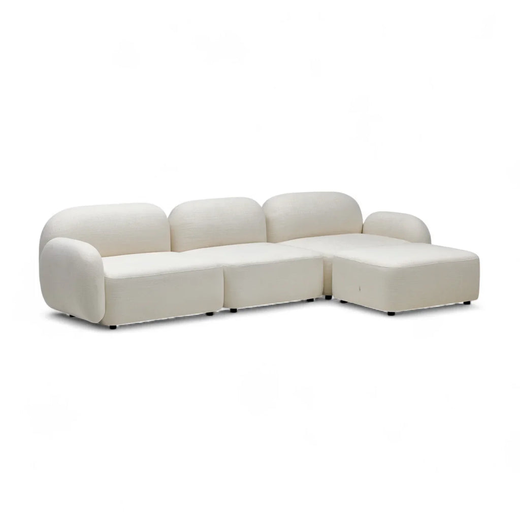Nismaaya Oslo Modular Sofa Frosted Ivory 3 Seat with Ottoman
