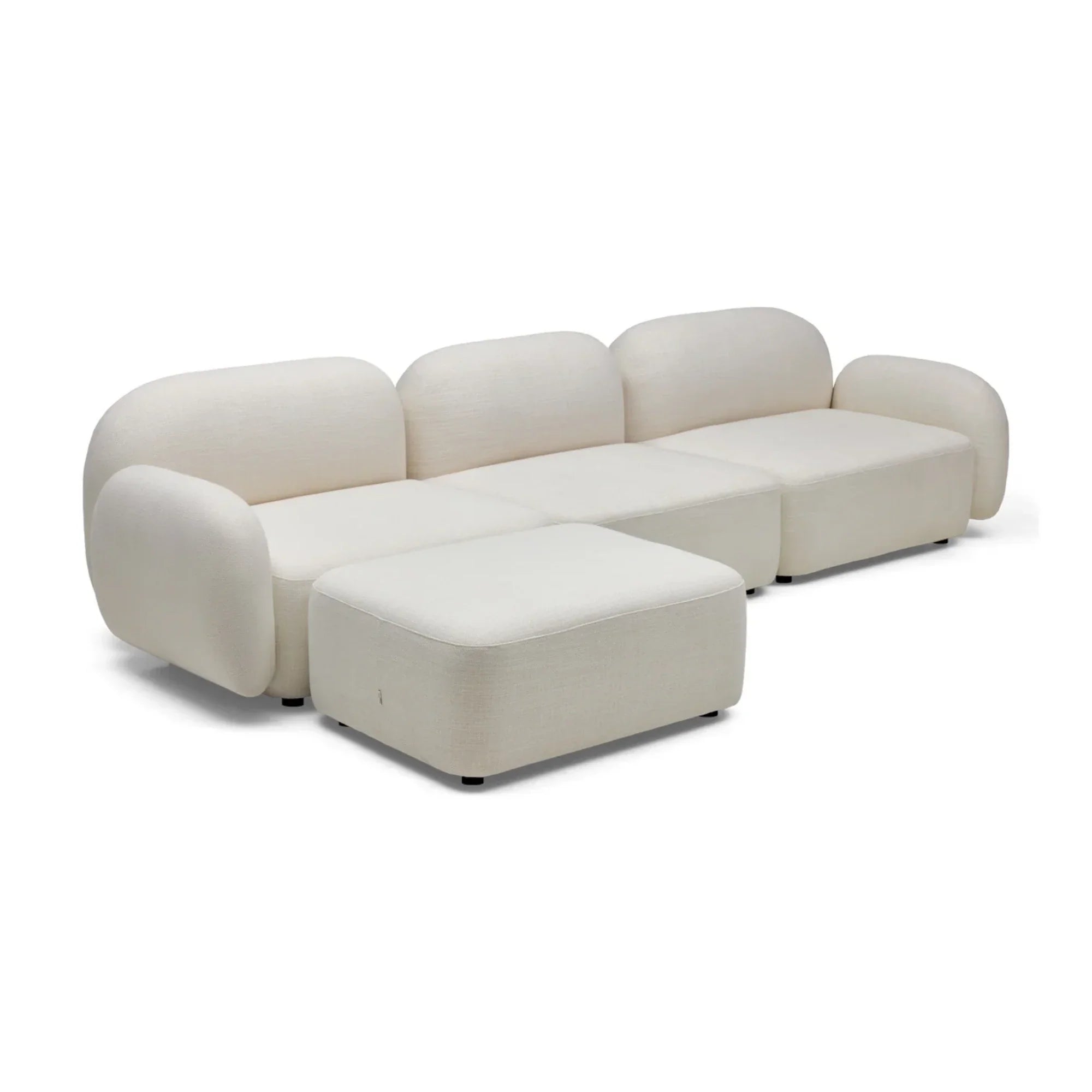 Nismaaya Oslo Modular Sofa Frosted Ivory 3 Seat with Ottoman