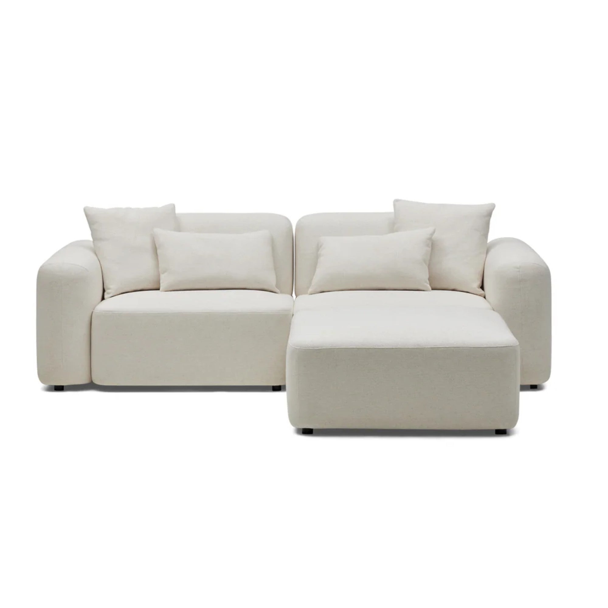 Nismaaya Pascal Modular Sofa Ivory White 2 Seater with Ottoman