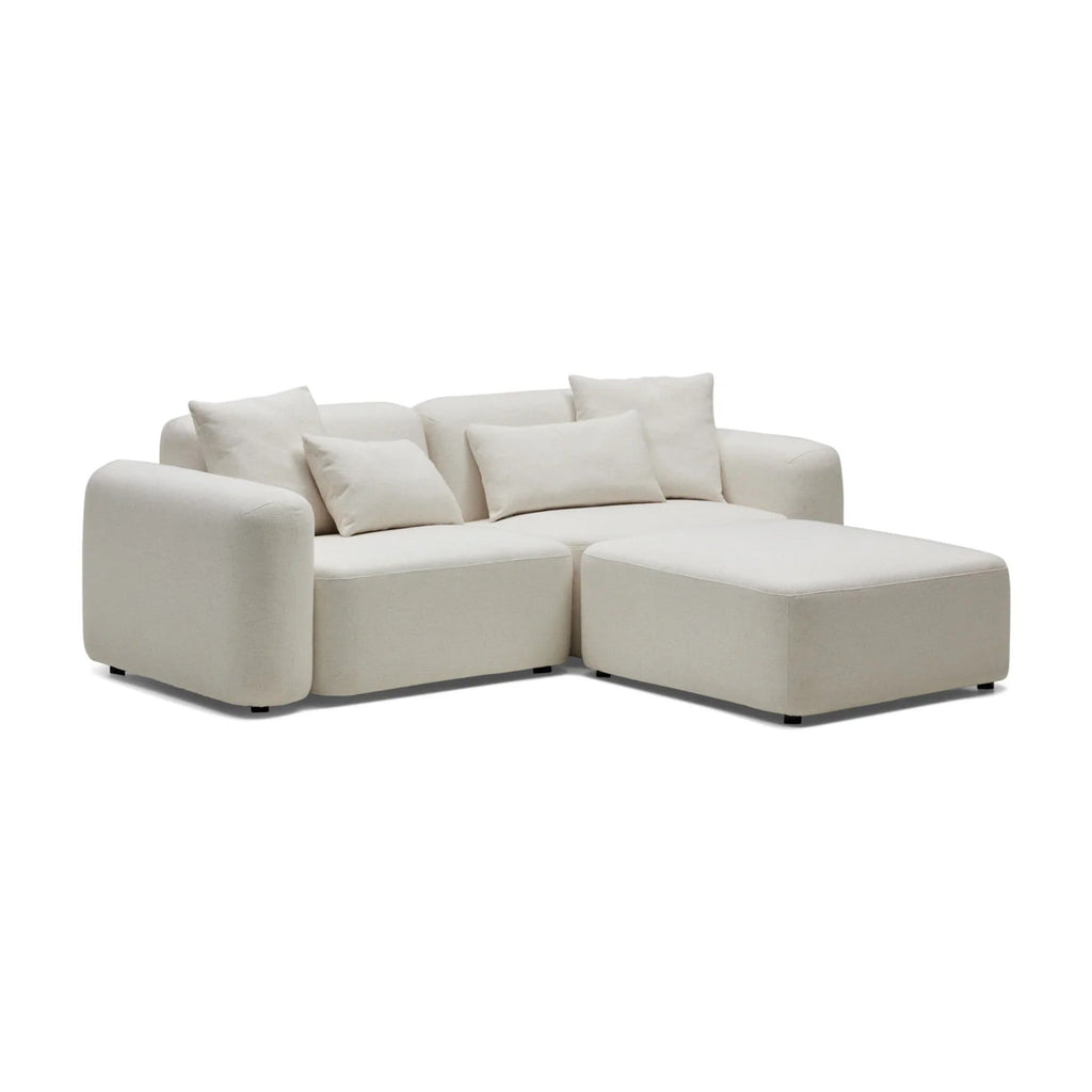 Nismaaya Pascal Modular Sofa Ivory White 2 Seater with Ottoman