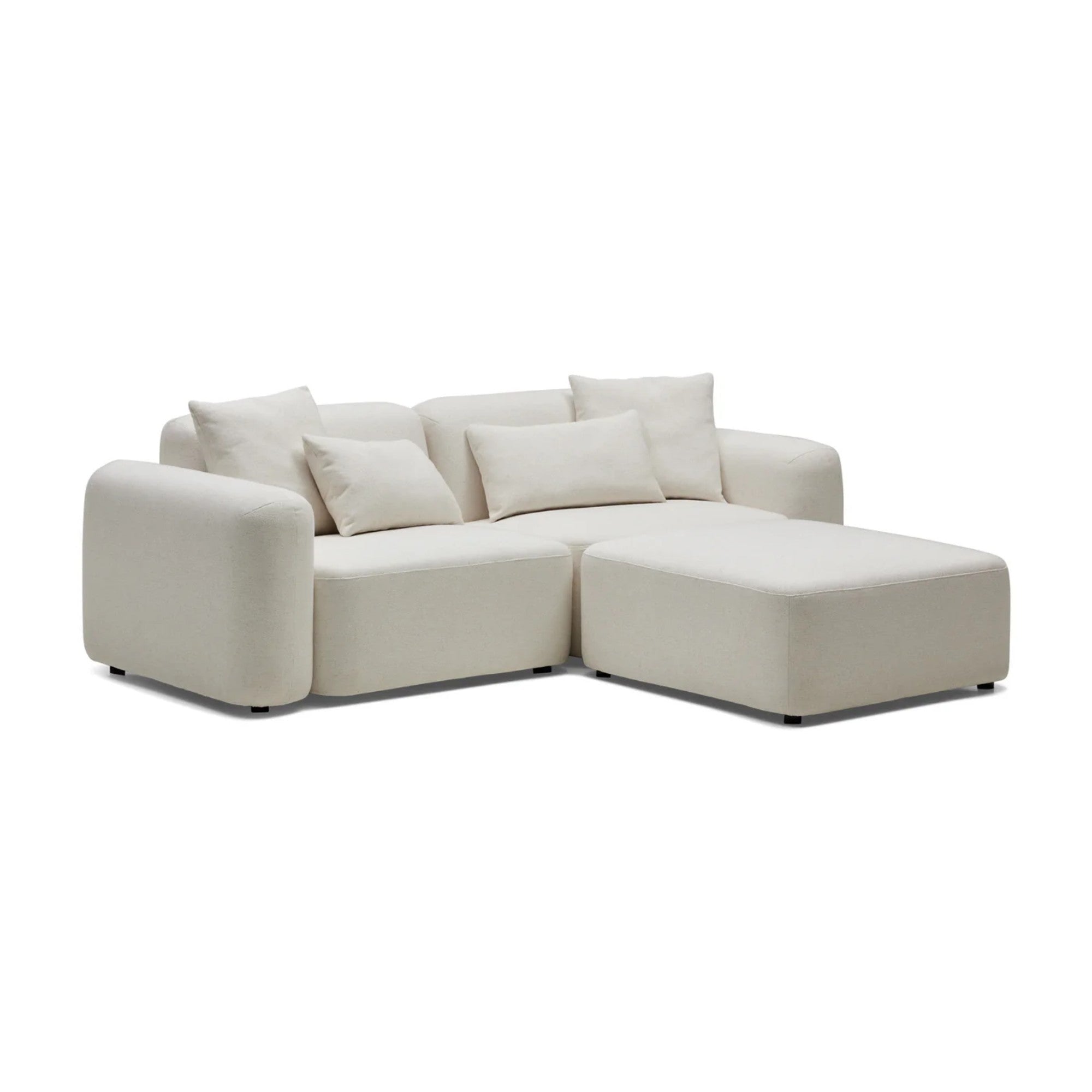 Nismaaya Pascal Modular Sofa Ivory White 2 Seater with Ottoman