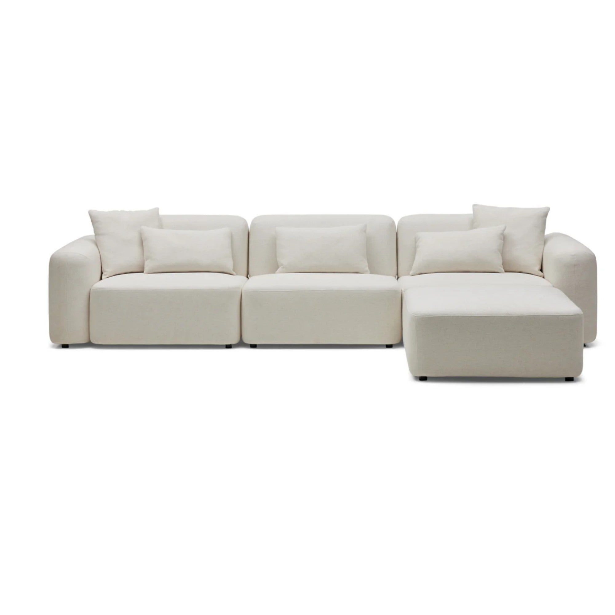 Nismaaya Pascal Modular Sofa Ivory White 3 Seater with Ottoman