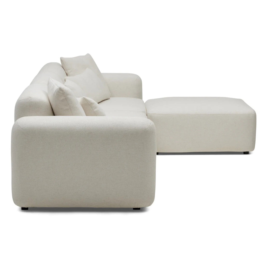 Nismaaya Pascal Modular Sofa Ivory White 3 Seater with Ottoman