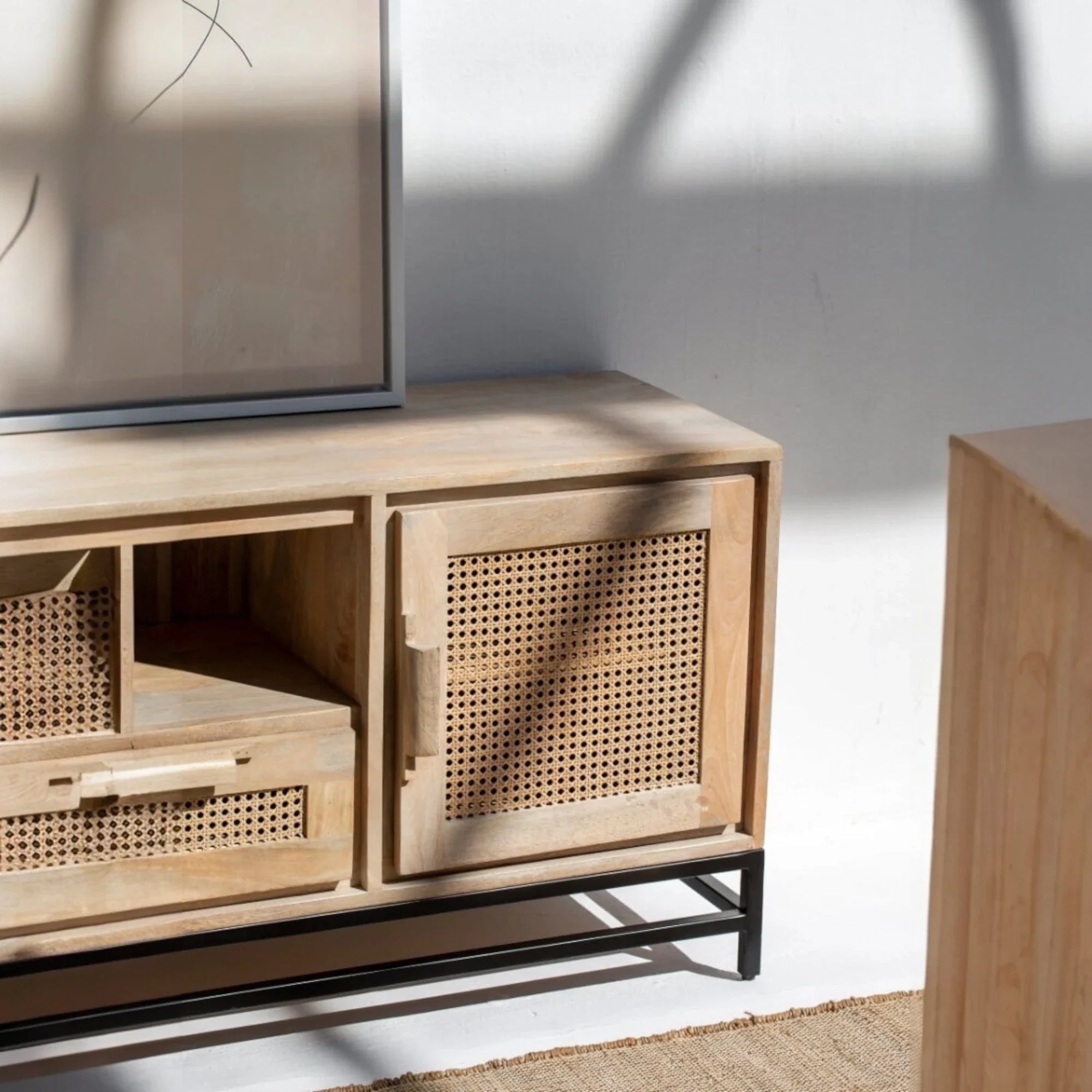 Nismaaya Summer Rattan Doors & Drawers TV Unit | Nismaaya Summer Rattan Doors & Drawers Console Table
