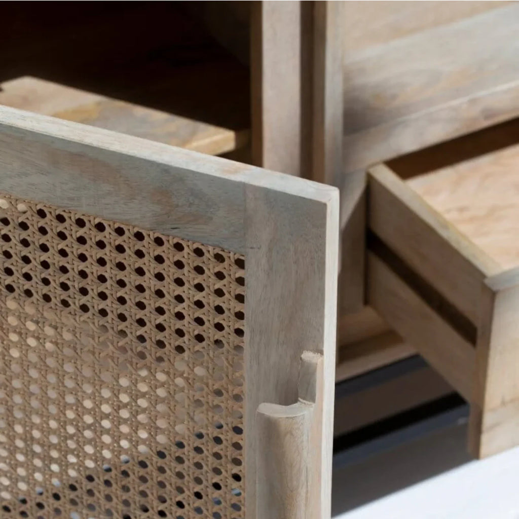 Nismaaya Summer Rattan Doors & Drawers TV Unit | Nismaaya Summer Rattan Doors & Drawers Console Table
