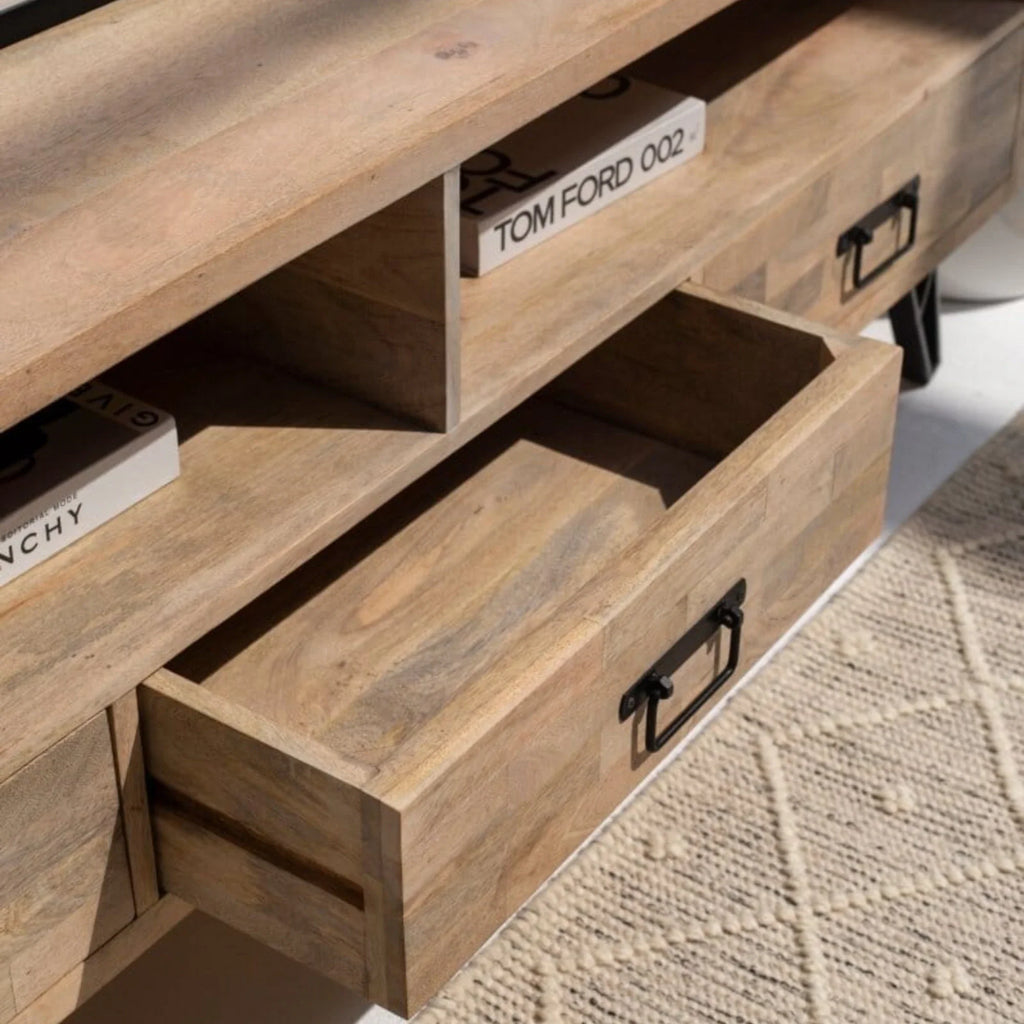 Nismaaya Ryla 3-Drawers Mango Wood TV Unit | Nismaaya Ryla 3-Drawers Mango Wood Console Table