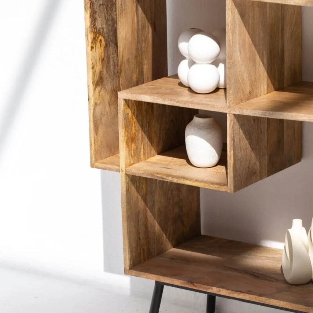 Nismaaya Cubic Design Wooden Bookcase