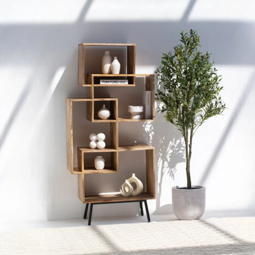 Nismaaya Cubic Design Wooden Bookcase