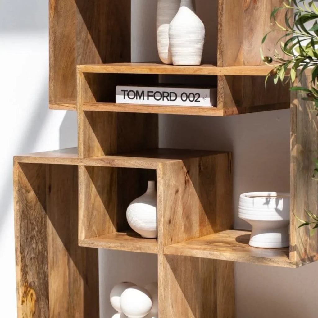 Nismaaya Cubic Design Wooden Bookcase