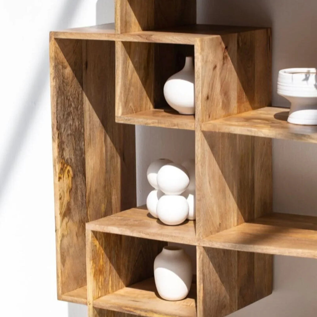 Nismaaya Cubic Design Wooden Bookcase