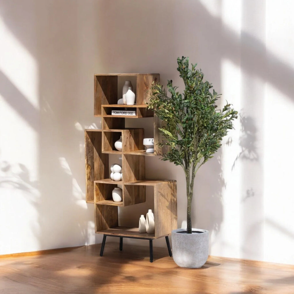 Nismaaya Cubic Design Wooden Bookcase