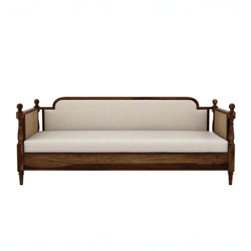 Nismaaya Dyuti Sheesham Wood and Cane Divan Bed with Ivory Mattress