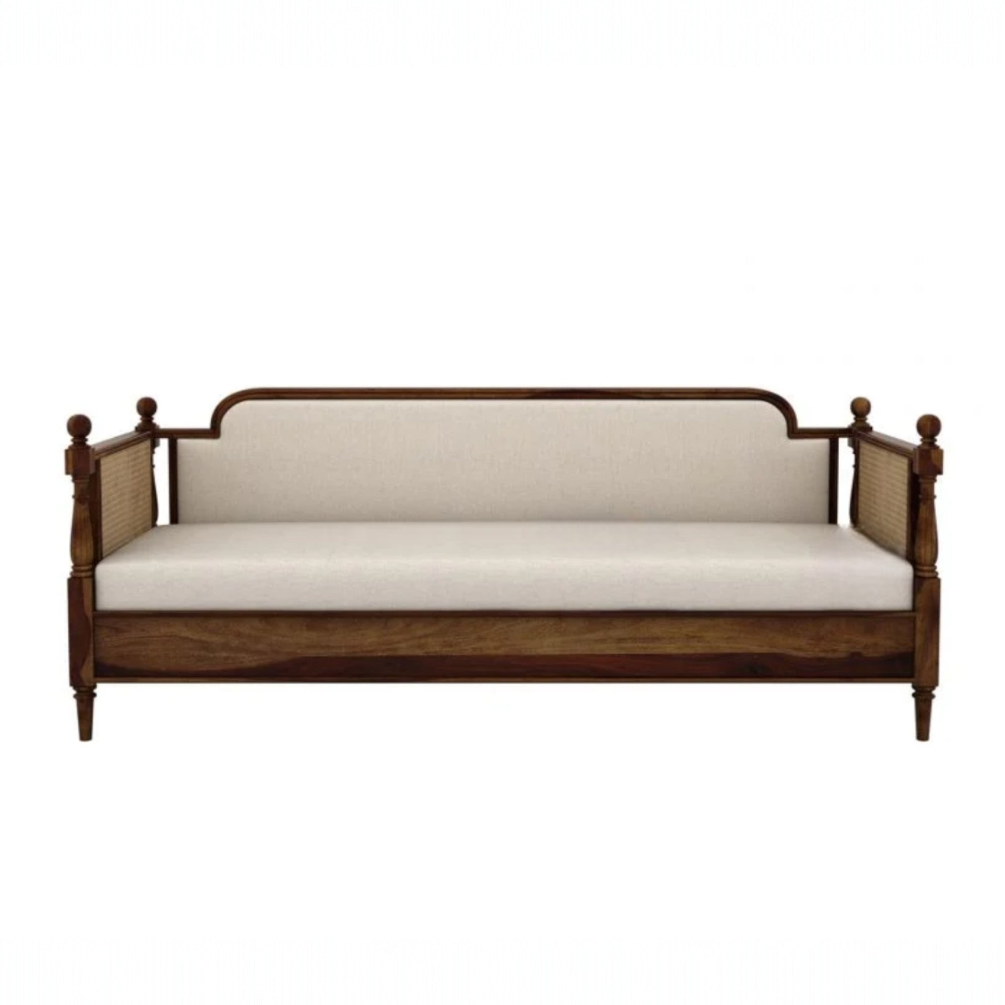 Nismaaya Dyuti Sheesham Wood and Cane Divan Bed with Ivory Mattress