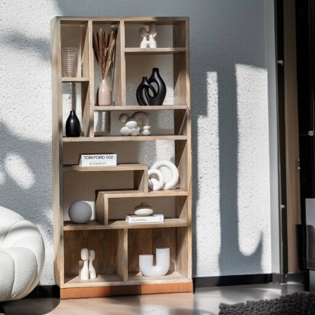 Nismaaya Open Wooden Display Shelves Unit