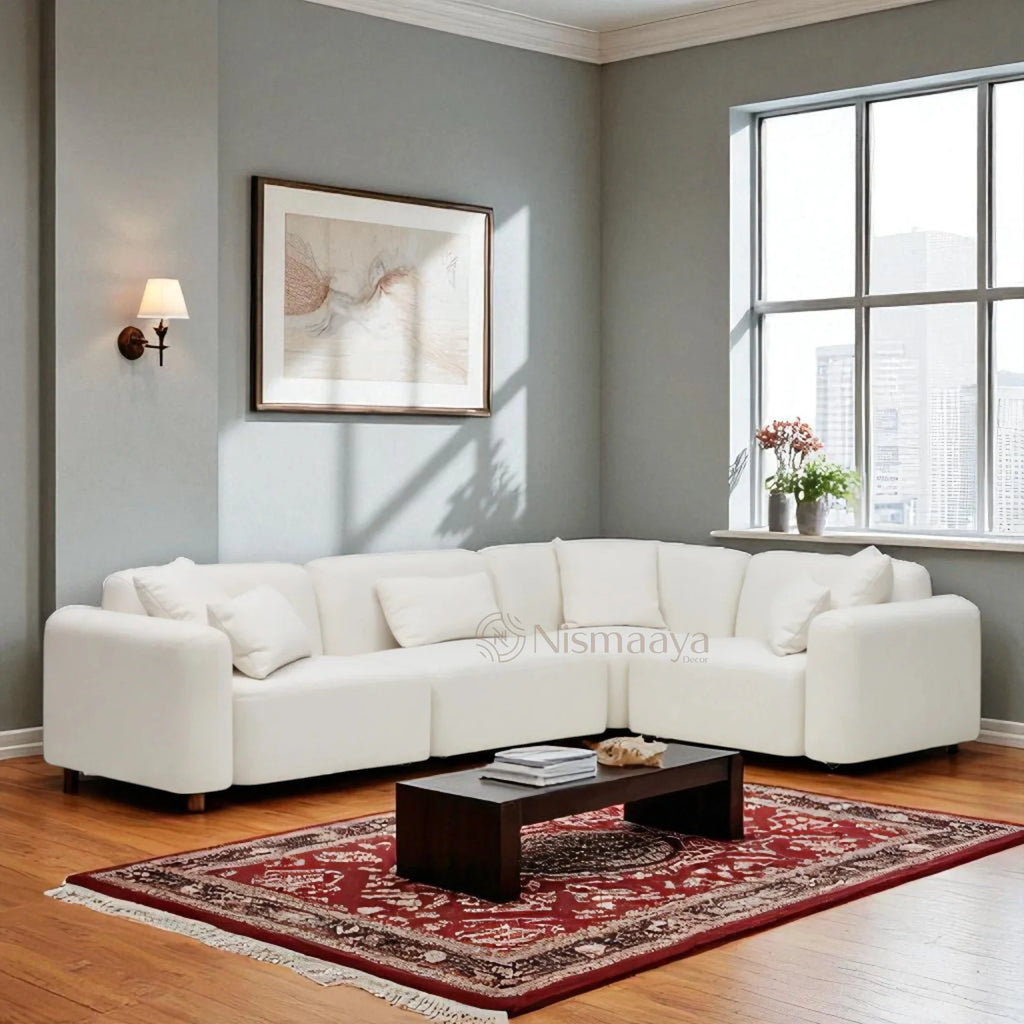 Nismaaya Pascal Modular Sofa Ivory White 4 Seater Corner