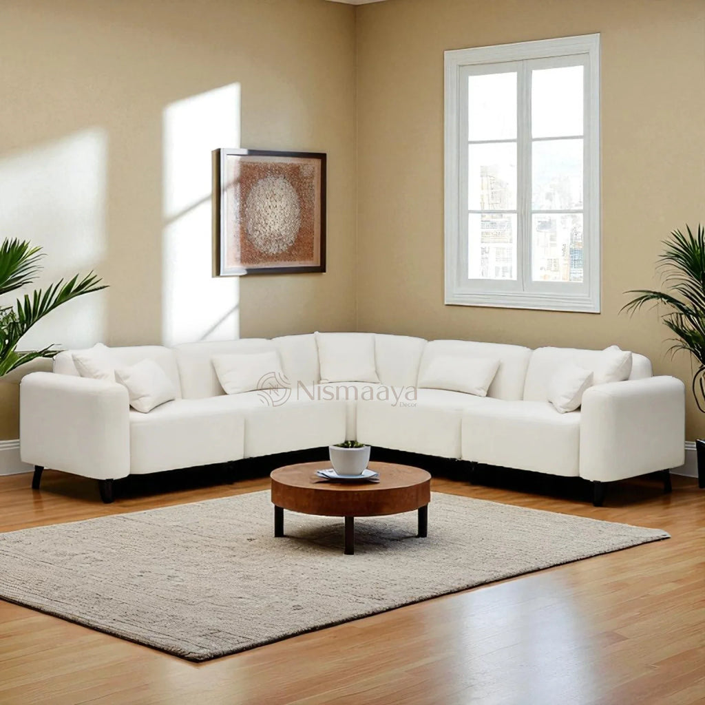 Nismaaya Pascal Modular Sofa Ivory White 5 Seater Corner