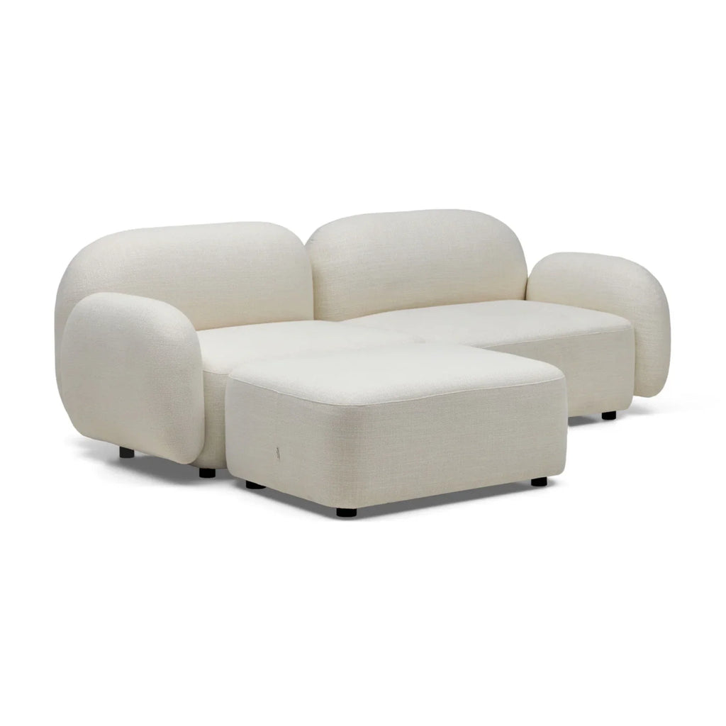 Nismaaya Oslo Modular Sofa Frosted Ivory 2 Seater with Ottoman