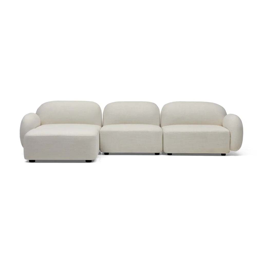 Nismaaya Oslo Modular Sofa Frosted Ivory 3 Seat with Ottoman