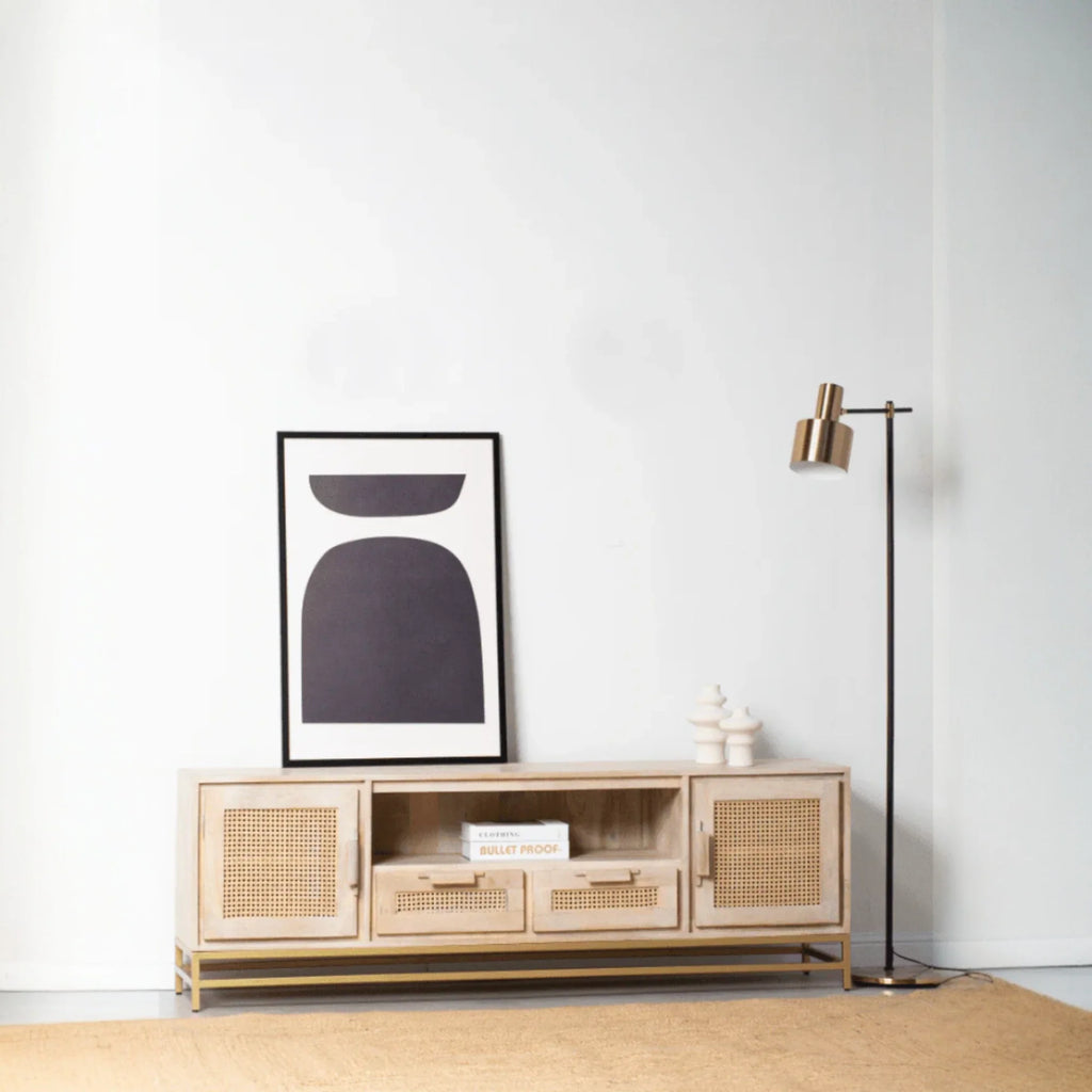 Nismaaya Summer Rattan Doors & Drawers TV Unit | Nismaaya Summer Rattan Doors & Drawers Console Table