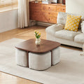Table Basse Carree 80 cm avec 4 Poufs