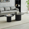 Table Basse Gigogne Ronde Ceramique Noir 60/80 cm