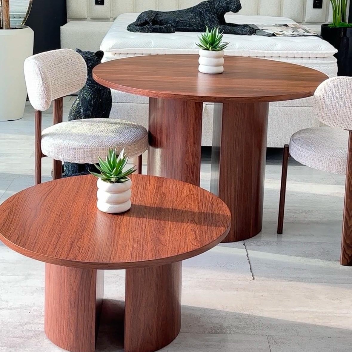 Table Basse Ronde Noyer 80 cm