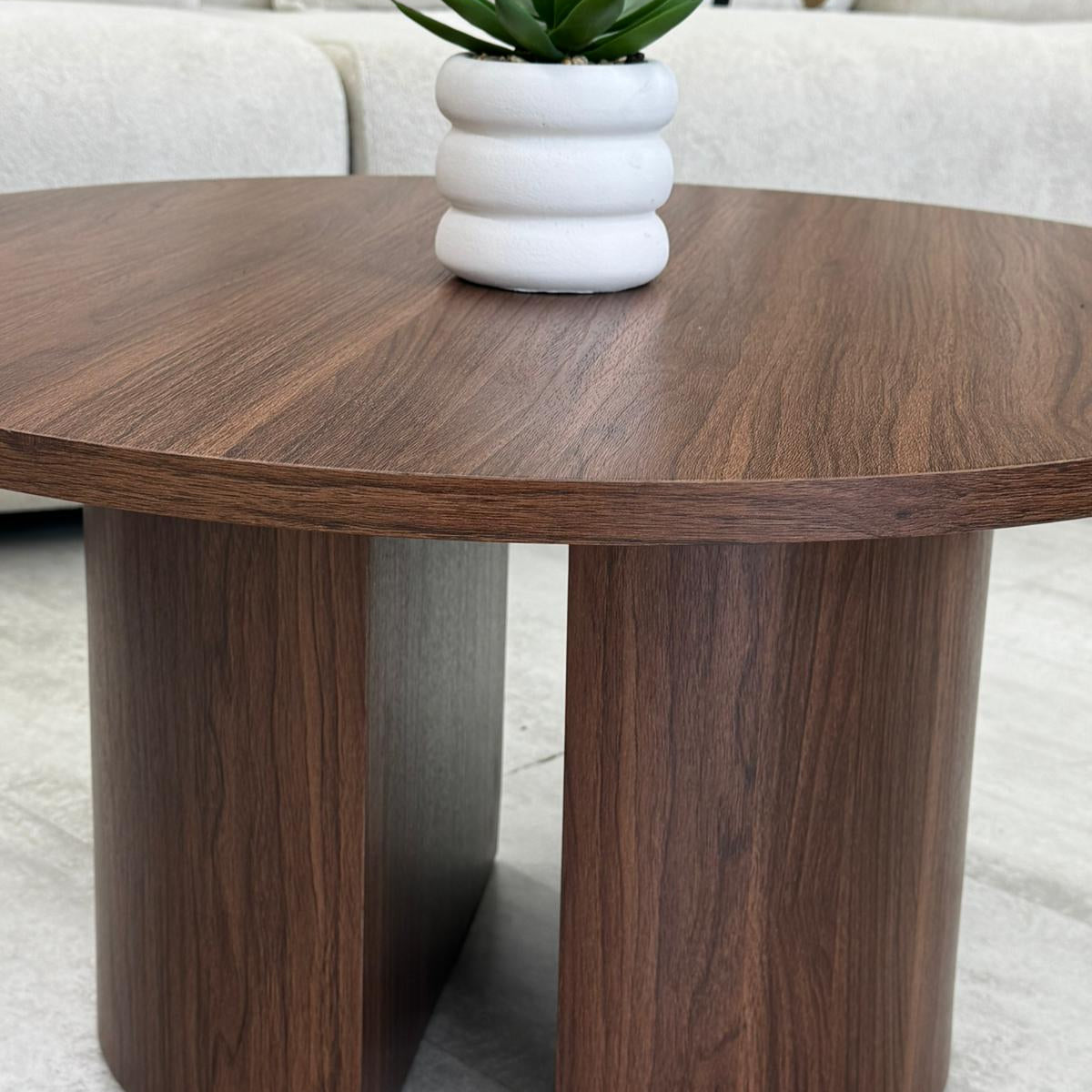 Table Basse Ronde Noyer 80 cm