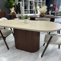 Table Ovale Céramique Effet Pierre 180 cm – Piètement Design Rangement