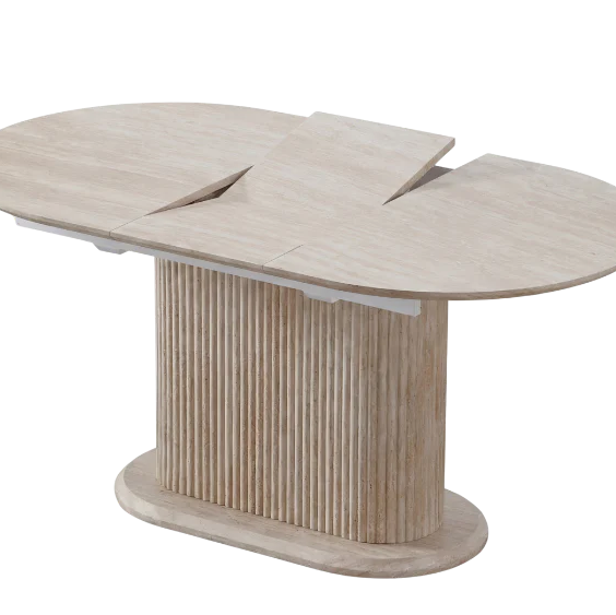 Table Extensible Effet Travertin 160-200 cm – Céramique Anti-Rayures