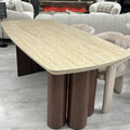 Table Ovale Céramique Effet Marbre Gris 180 cm