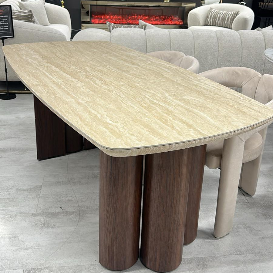 Table Ovale Céramique Effet Marbre Gris 180 cm