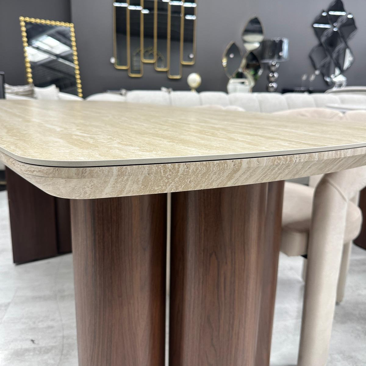 Table Ovale Céramique Effet Marbre Gris 180 cm