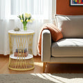 Weston Crafts White Marble Side Table with Metal Frame