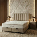 Lit Coffre Velours Capitonné avec Matelas – 2 Coloris