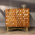 Wooden Gem Art Deco Solid Mango Wood Sideboard Cabinet with Golden Frame