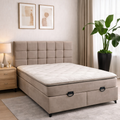 Lit Coffre Taupe Capitonné King Size – Sans Matelas