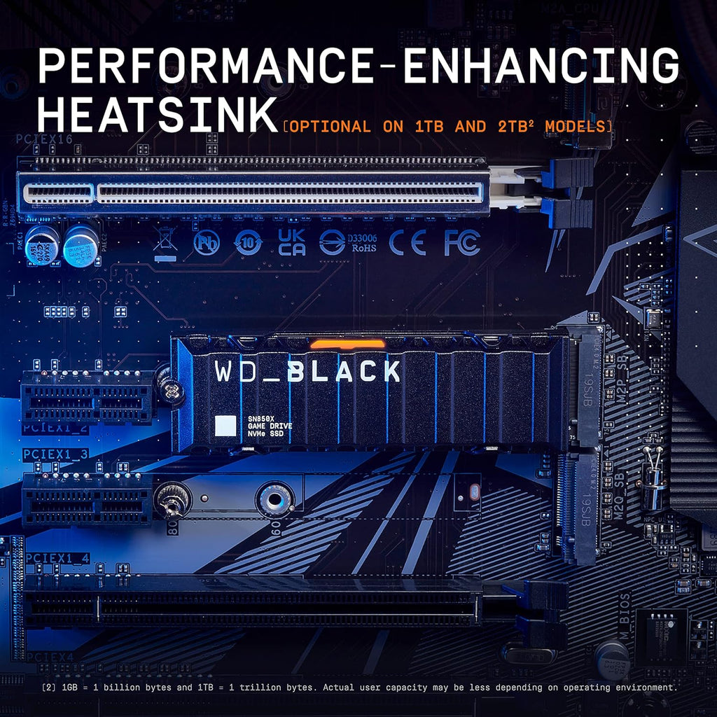 WD_Black SN850X SSD 4 to, Disque SSD Interne avec dissipateur Thermique, Gaming SSD, Haute Performance Disque de Jeu, Lecture jusqu'à 7300 Mo/s, écriture jusqu'à 6,600 Mo/s, PCIe Gen 4.0 NVMe, Noir