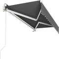 Store Banne Manuel, 250 x 200 cm, Auvent Rétractable à Bras Repliable, Store Articulé, avec Support Mural, Manivelle, Imperméable, Aluminium/Polyester, pour Balcon, Resto, Café, Anthracite