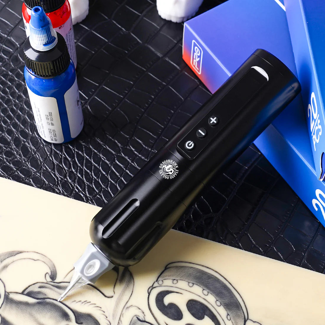 Kit para Principiantes Dragonhawk X10 Bolígrafo de Tatuaje Inalámbrico con Carrera de 3.5MM