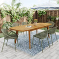 7-Piece Outdoor Expandable Patio Dining Set with Stackable Chairs, Acacia Wood Table