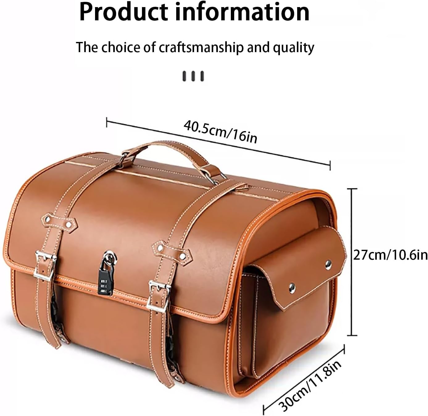 Top case de moto rétro, coffre universel épais et étanche, coffre de voyage avec serrure à combinaison de sécurité et poignée de transport, valise de rangement pour casque de moto, aspect élégant ( Co