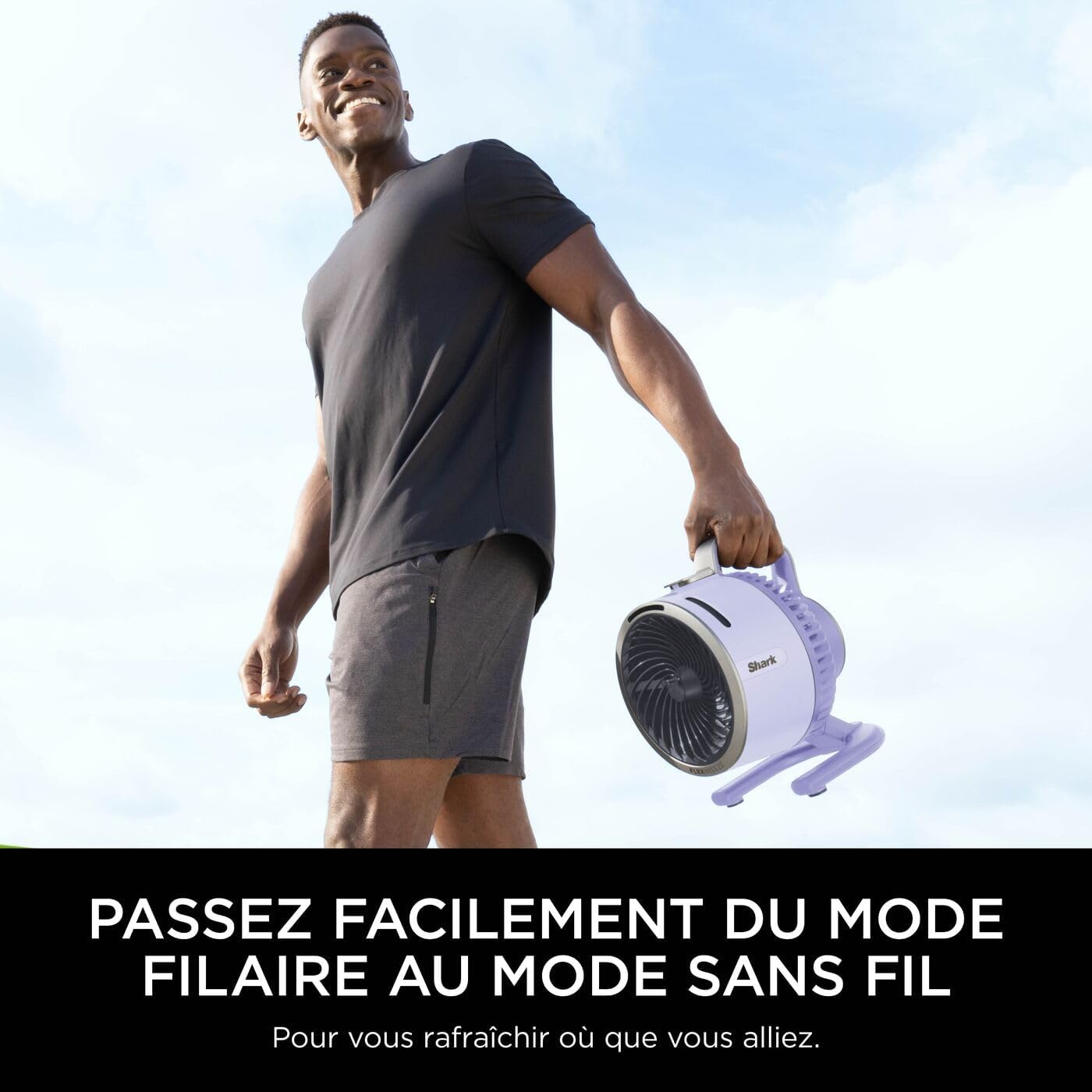 Shark FlexBreeze HydroGo, ventilateur brumisateur portable, rafraîchisseur d'air silencieux intérieur/extérieur, discret et durable, avec/sans fil, léger, 5 réglages de vitesse, Lila FA050EULV