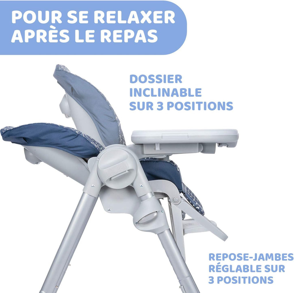 Chicco Chaise haute Réglable Polly Easy pour enfants de 6 mois à 3 ans (15 kg), inclinable, avec hauteur et repose-pieds réglables, 4 roues, pliage - Pinguin