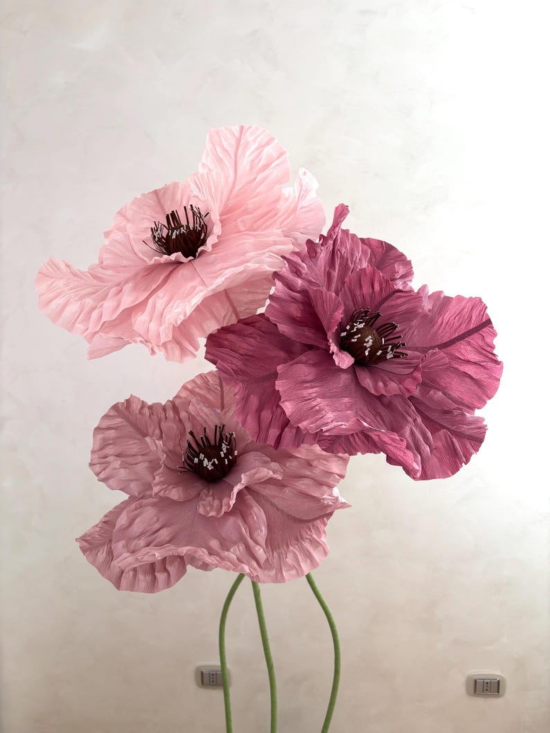 Amapola gigante de papel crepé para decoración de eventos