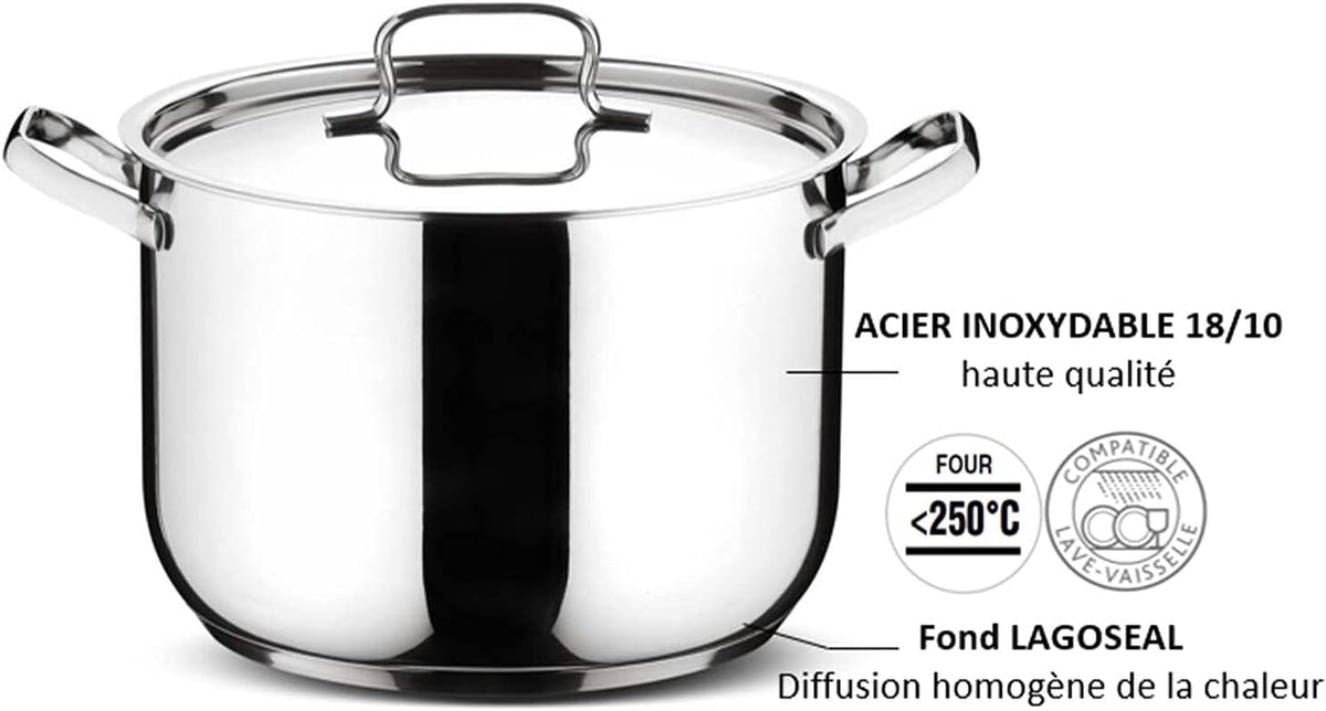 Lagostina Sfiziosa Batería De Cocina Con 24 Piezas, Acero Inoxidable, Plateado