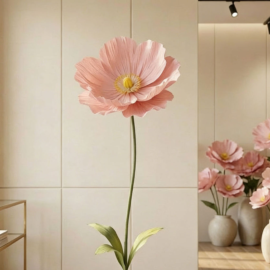Flor gigante de papel crepé de 60 cm, accesorio de decoración floral