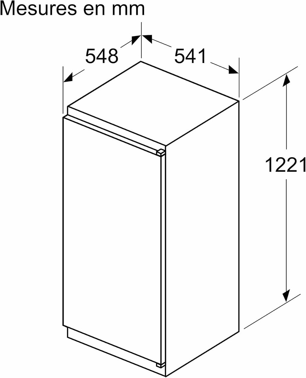 Bosch KIR41NSE0, Série 2, Petit réfrigérateur, Encastrable, 122,1 x 54,1 cm, 204 L
