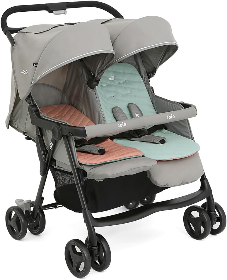 Joie - Aire™ Twin - Poussette Double - Sièges Inclinables Indépendants - Harnais 5 Points - Suspension 4 Roues - Pliage Facile Et Compact - Capotes UPF 50+ - Dès la Naissance
