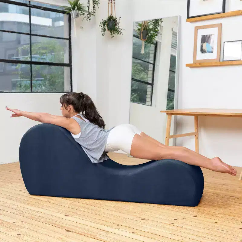 Avana Sleek Chaise Lounge for Yoga - Made in The USA - Great for Stretching, Relaxation, Exercise & More, 60D x 18W x 26H Inch, Light Grey